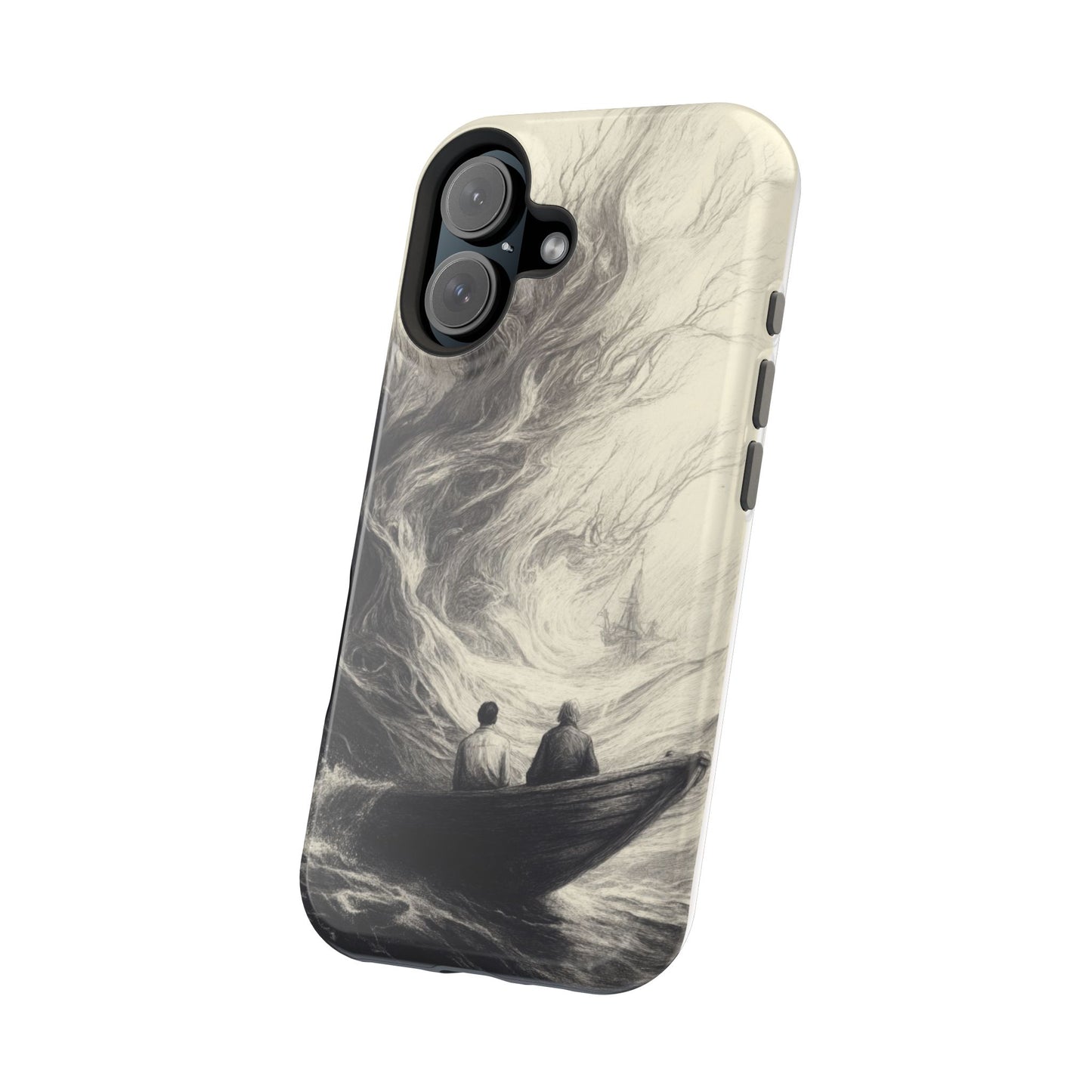 Magnetic Phone Case - Men in Boat Drawing by Moxie-Jay