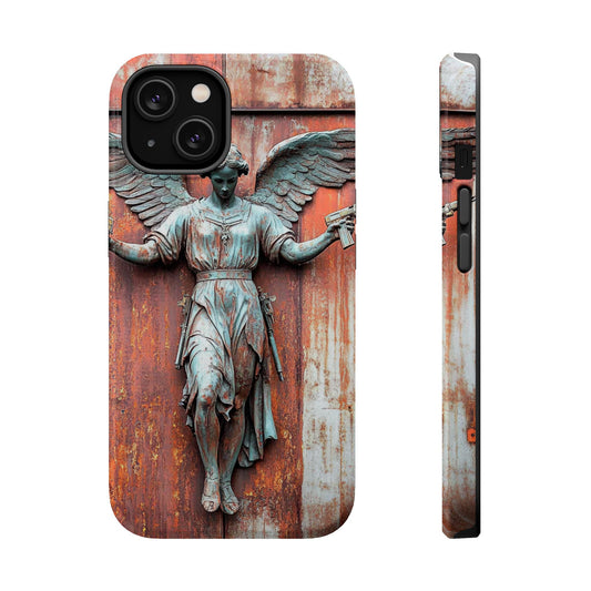 Magnetic Tough Cases - Elegant Angel Statue with Pistols iPhone Protector
