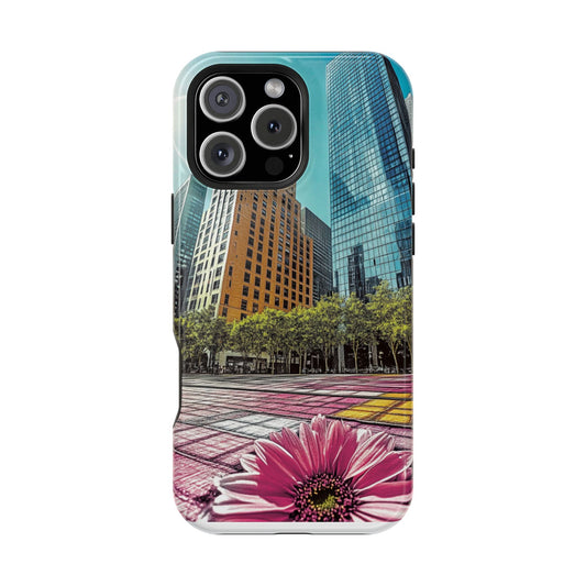 Phone Case Magnet Charger Cityscape Daisy Design