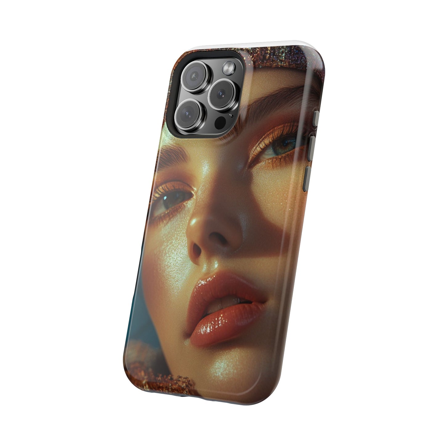 Phone Case - Luxury Magnetic Tough Case with Wireless Charging - Red Lips Fashion Editorial Art